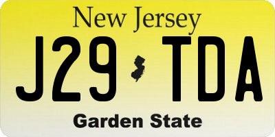 NJ license plate J29TDA