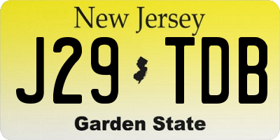 NJ license plate J29TDB