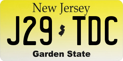 NJ license plate J29TDC