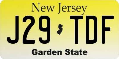 NJ license plate J29TDF
