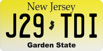 NJ license plate J29TDI
