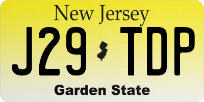 NJ license plate J29TDP