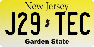 NJ license plate J29TEC