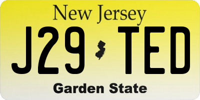 NJ license plate J29TED