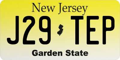 NJ license plate J29TEP