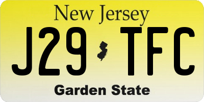 NJ license plate J29TFC