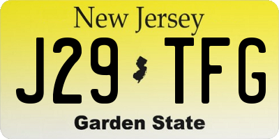 NJ license plate J29TFG