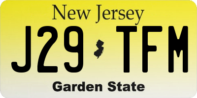 NJ license plate J29TFM