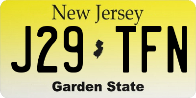 NJ license plate J29TFN