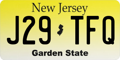 NJ license plate J29TFQ