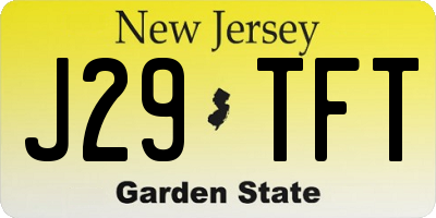 NJ license plate J29TFT