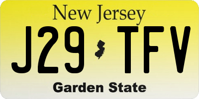 NJ license plate J29TFV