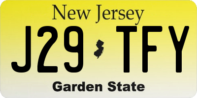 NJ license plate J29TFY