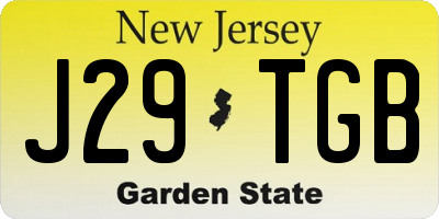 NJ license plate J29TGB