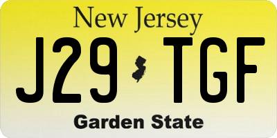 NJ license plate J29TGF