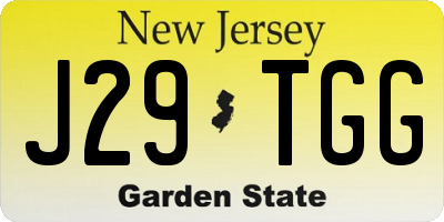 NJ license plate J29TGG