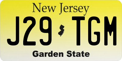 NJ license plate J29TGM