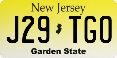 NJ license plate J29TGO