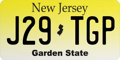 NJ license plate J29TGP