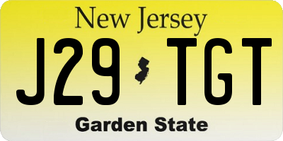 NJ license plate J29TGT