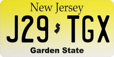 NJ license plate J29TGX