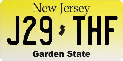 NJ license plate J29THF