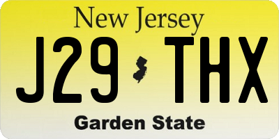 NJ license plate J29THX