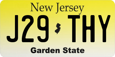 NJ license plate J29THY