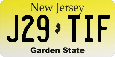 NJ license plate J29TIF