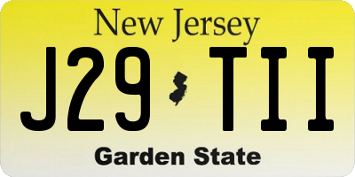 NJ license plate J29TII