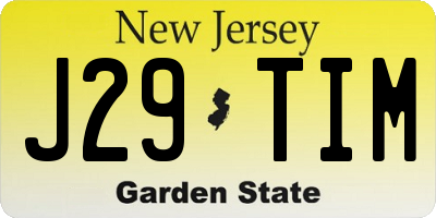 NJ license plate J29TIM