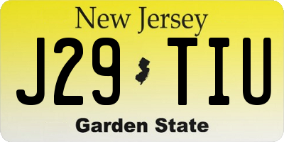 NJ license plate J29TIU