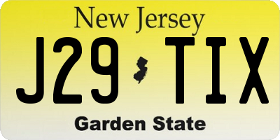 NJ license plate J29TIX