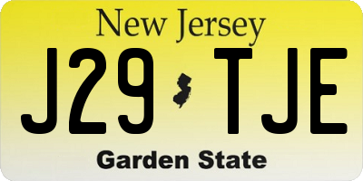 NJ license plate J29TJE