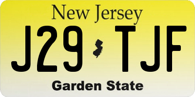 NJ license plate J29TJF