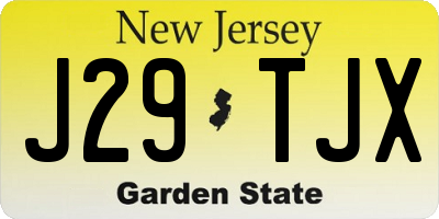 NJ license plate J29TJX