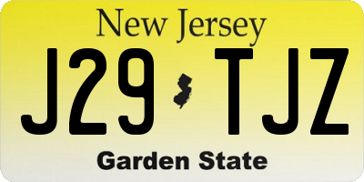 NJ license plate J29TJZ