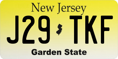 NJ license plate J29TKF