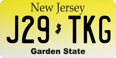 NJ license plate J29TKG
