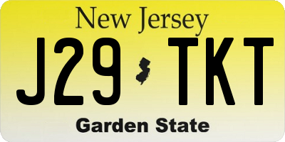 NJ license plate J29TKT