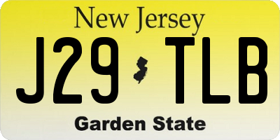 NJ license plate J29TLB