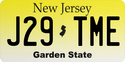 NJ license plate J29TME