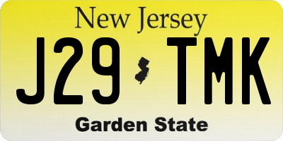 NJ license plate J29TMK