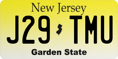 NJ license plate J29TMU