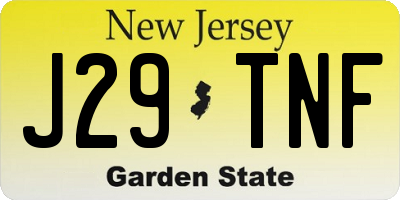 NJ license plate J29TNF