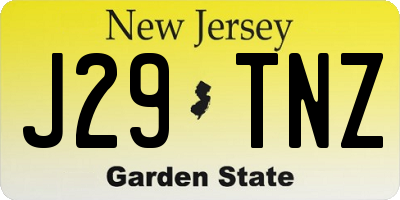 NJ license plate J29TNZ