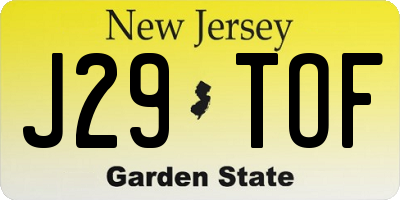 NJ license plate J29TOF