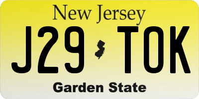 NJ license plate J29TOK