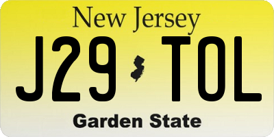 NJ license plate J29TOL