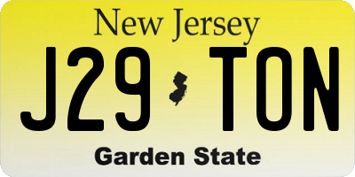 NJ license plate J29TON